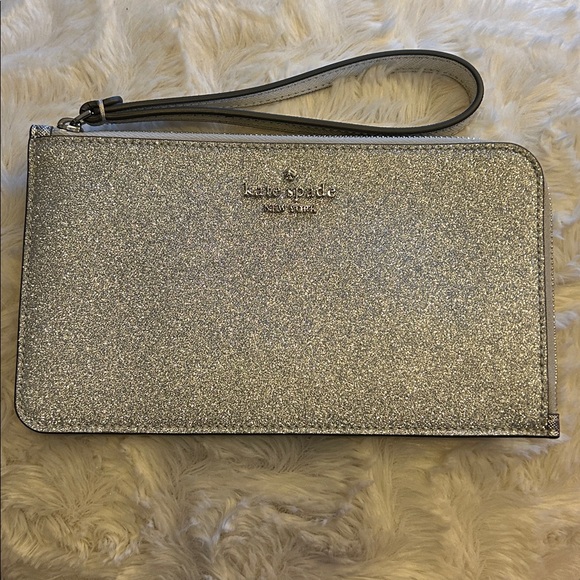 kate spade Silver Glitter L-Zip Wristlet - Picture 4 of 10